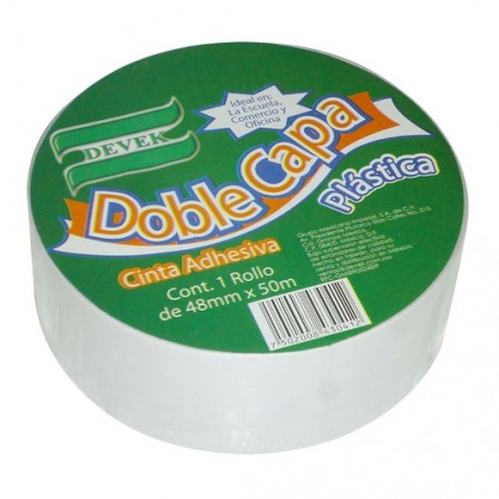 CINTA ADHESIVA DOBLE CAPA DE POLIPROPILENO DEVEK PDC104 COLOR TRANSPARENTE DE 48 MM X 50 M 1 PZA - Envío Gratuito