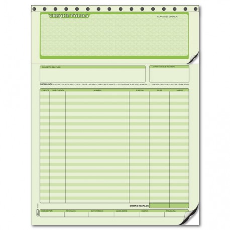 P¢liza de cheque printaform tama¤o ca - Envío Gratuito