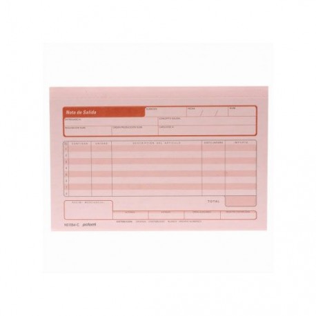NOTA DE SALIDA PC FORM 1054 TAMAÑO ½ CARTA DUPLICADO 1 PAQUETE CON 2 BLOCKS CON 25 JUEGOS - Envío Gratuito