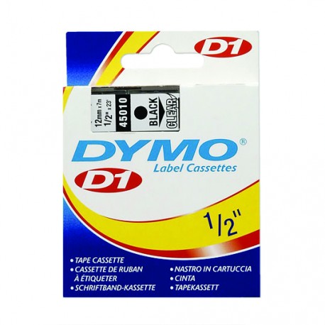 CINTA PARA ROTULADOR DYMO LETRATAG COLOR NEGRO SOBRE COLOR TRANSPARENTE TAMAÑO 12MM X 7M - Envío Gratuito