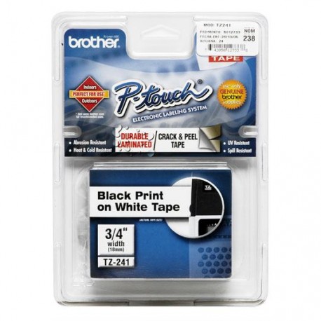 CINTA PARA ROTULADOR NEGRO SOBRE COLOR BLANCO BROTHER TAMAÑO 18MM - Envío Gratuito