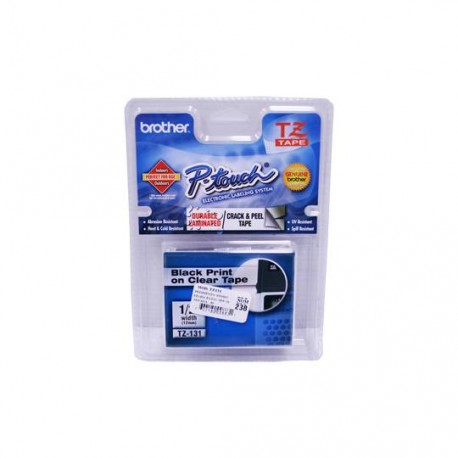 CINTA PARA ROTULADOR NEGRO SOBRE COLOR TRANSPARENTE BROTHER TAMAÑO - - Envío Gratuito