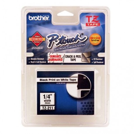 CINTA PARA ROTULADOR NEGRO SOBRE COLOR BLANCO BROTHER TAMAÑO 6MM - Envío Gratuito