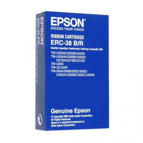 CINTA COLOR NEGRO EPSON ERC38BR PARA MINIPRINTER 1 PIEZA - Envío Gratuito