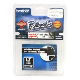 CINTA COLOR NEGRO / BLANCO BROTHER TZ-335 PARA P-TOUCH 1 PZA - Envío Gratuito