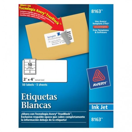 ETIQUETAS BLANCAS AVERY 8163 DE 5.1X10.2 CM 1 PAQUETE - Envío Gratuito
