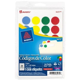 ETIQUETAS CIRCULARES VARIOS COLORES AVERY 5472 DE 1.9 CM DIAMETRO 1 PAQUETE - Envío Gratuito