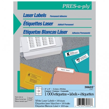 ETIQUETAS LASER BLANCAS AVERY 30603 DE 5.1X10.2 CM 1 PAQUETE - Envío Gratuito