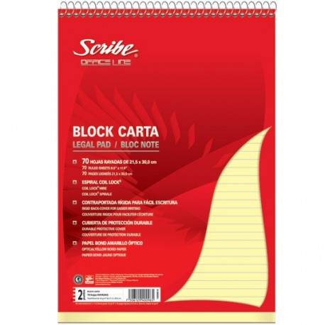BLOCK DE RAYA SCRIBE TAMAÑO CARTA DE 70 HOJAS - Envío Gratuito
