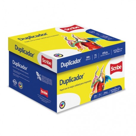 CAJA DE PAPEL BOND BLANCO OFICIO SCRIBE DUPLICADOR GRAMAJE 75 GRS BLANCURA 98 PORCIENTO 8.5 X 13.3 PULGADAS - Envío Gratuito