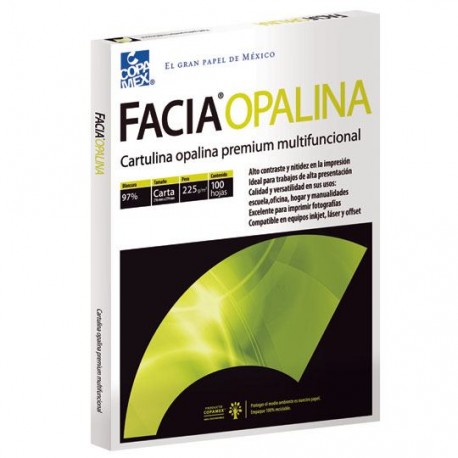 CARTULINA OPALINA COLOR BLANCO COPAMEX TAMAÑO CARTA DE 21.6 X 27.9CM GRAMAJE 225G/M 1 PAQUETE CON 100 HOJAS - Envío Gratuito