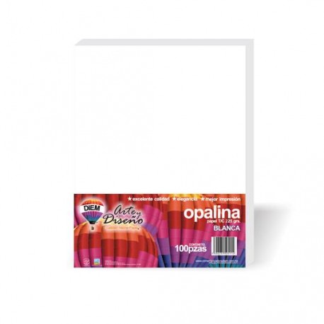 CARTULINA OPALINA COLOR BLANCO DIEM TAMAÑO CARTA DE 21.6 X 27.9CM GRAMAJE 220G/M 1 PAQUETE CON 100 HOJAS - Envío Gratuito