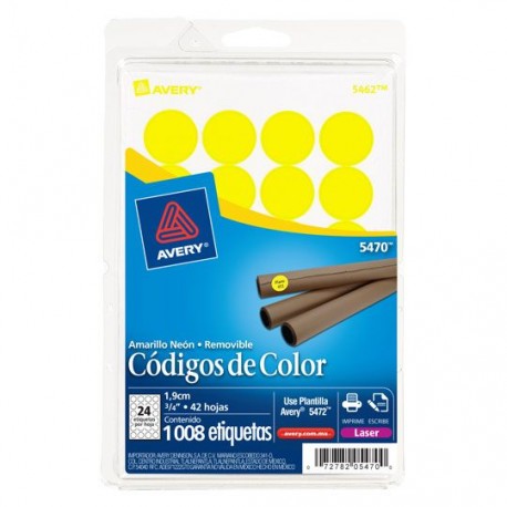 ETIQUETAS CIRCULARES AMARILLAS AVERY 2104 DE 1.9 CM DIAMETRO 1 PAQUETE - Envío Gratuito