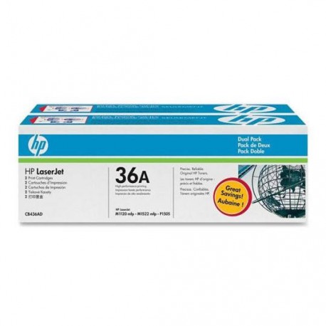 TONER DUAL PACK HP 36A CB436AD COLOR NEGRO - Envío Gratuito