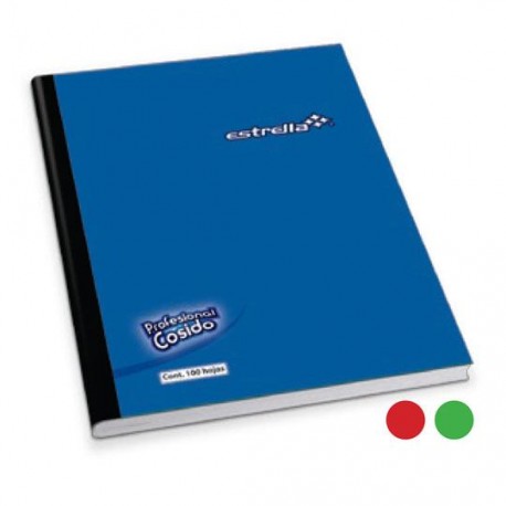 CUADERNO PROFESIONAL CUADRO CHICO ESTRELLA DE 100 HOJAS PASTA DURA TIPO COSIDO 1 PIEZA - Envío Gratuito
