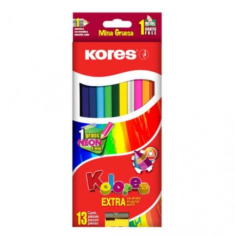 LAPICES DE COLOR SURTIDO KORES FORMA TRIANGULAR DE MADERA CAJA CON 13 PIEZAS - Envío Gratuito