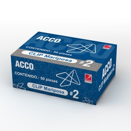 CLIP MARIPOSA ACCO NUMERO 2 CAJA CON 50 CLIPS - Envío Gratuito