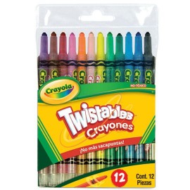 CRAYON CRAYOLA TWISTEABLE COLOR SURTIDO FORMA REDONDO CAJA CON 12 PIEZAS - Envío Gratuito