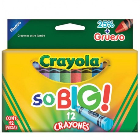 CRAYON CRAYOLA SO BIG COLOR SURTIDO FORMA REDONDO CAJA CON 12 PIEZAS - Envío Gratuito