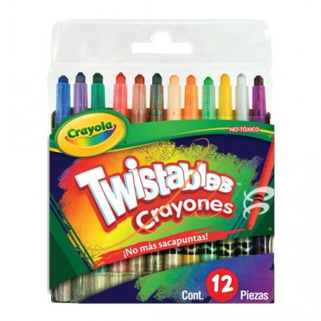CRAYON CRAYOLA COLOR SURTIDO TWISTEABLES FORMA REDONDO CAJA CON 12 PIEZAS - Envío Gratuito