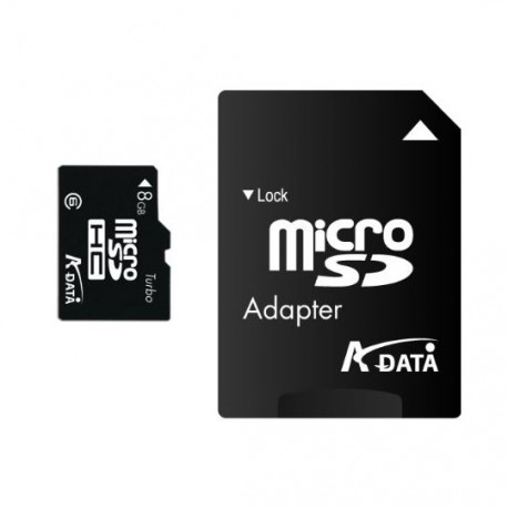 MEMORIA MICRO SD AUSDH8GCL4-RA1 ADATA DE 8 GB CLASE 4 CON ADAPTADOR - Envío Gratuito