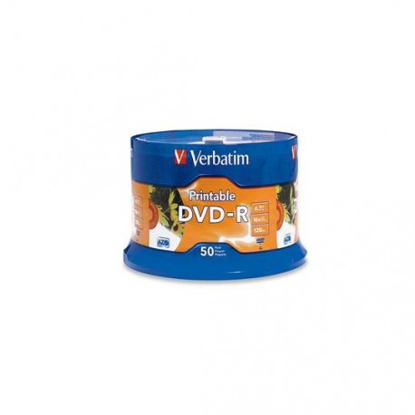 DVD DVD-R IMPRIMIBLE VERBATIM CAPACIDAD 4.7 GB VELOCIDAD DE TRANSFERENCIA 16X CAMPANA DE 50 PIEZAS - Envío Gratuito
