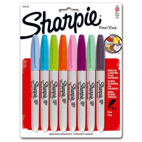 MARCADOR PERMANENTE BEROL SHARPIE 1812776 COLOR SURTIDO 8 PIEZAS - Envío Gratuito