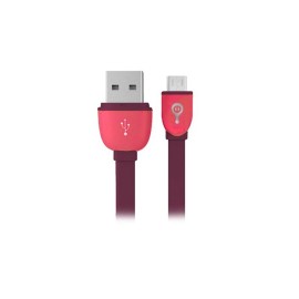 CABLE DE TRANSFERENCIA DE DATOS ADAPTADOR MICRO USB A MACHO A B MACHO PERFECT CHOICE COLOR MORADO/ROJO DE 1 METRO EL-994398 - En