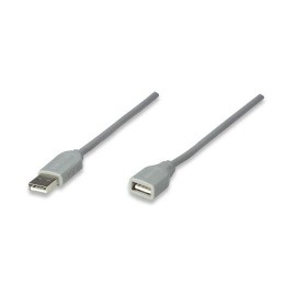 CABLE EXTENSION USB A MACHO,A HEMBRA MANHATTAN COLOR GRIS DE 1.8 METROS 165211 - Envío Gratuito