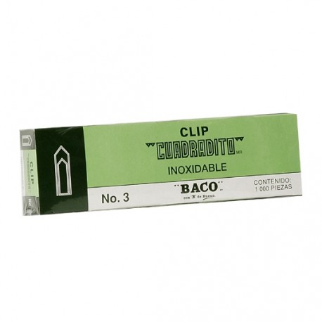 CLIP CUADRADO BACO NUMERO 3 CAJA CON 100 CLIPS - Envío Gratuito