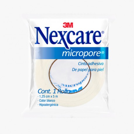 MICROPORE NEXCARE DE 1.25 CM X 5 MTS BLANCO CON 1 PIEZA - Envío Gratuito