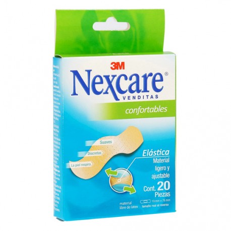 VENDITAS CONFORTABLES NEXCARE DE 5 CM TRANSPARENTE CON 20 PIEZAS - Envío Gratuito