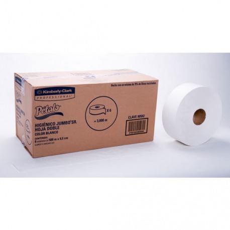 PAPEL HIGIENICO BOBINA PETALO 90502 SR HOJA DOBLE DE 500 M X 9.5 CM 6 PZAS - Envío Gratuito