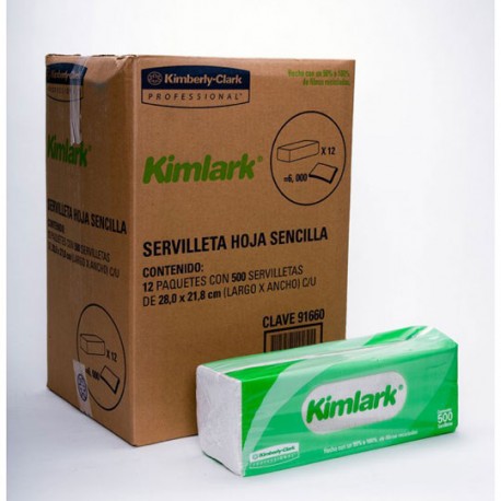 SERVILLETA TRADICIONAL KIMLARK 91690 DE 500 HOJAS DOBLES 12 PAQUETES - Envío Gratuito