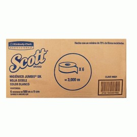PAPEL HIGIENICO BOBINA SCOTT 90621 SR HOJA DOBLE DE 500 M X 9.5 CM 6 PZAS - Envío Gratuito