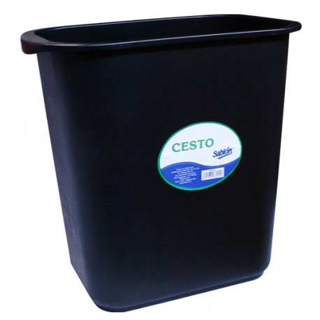 CESTO DE BASURA RECTANGULAR DE PLASTICO SABLON COLOR NEGRO TAMAÑO 32 X 31 X 31.5 CM PARA 14 L - Envío Gratuito
