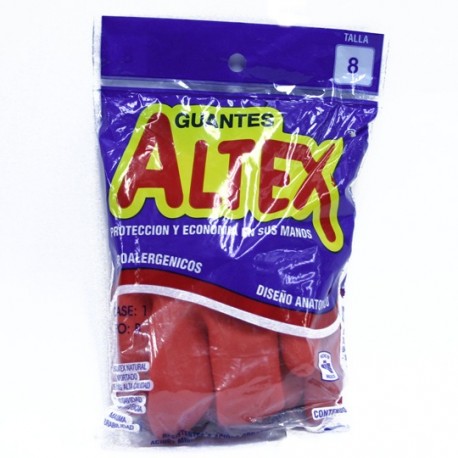GUANTES DE HULE ALTEX DEL NUMERO 8 USO DOMESTICO COLOR ROJO 1 PZA - Envío Gratuito