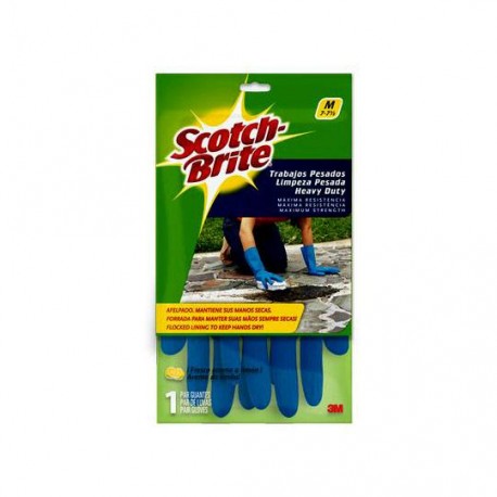 GUANTES DE LATEX SCOTCH-BRITE DEL NUMERO 7 - 7 1/2 USO TRABAJO PESADO COLOR AZUL 1 PZA - Envío Gratuito