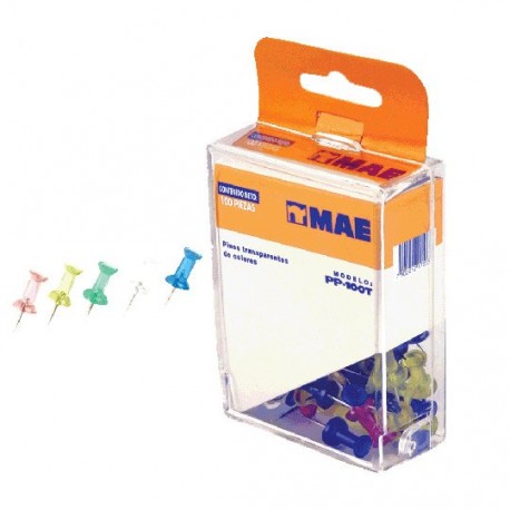 PIN CON CABEZA DE CABEZA PLASTICA CON PUNTA DE METAL MAE COLORES SURTIDOS TRANSPARENTES 1 BLISTER CON 100 PIEZAS - Envío Gratuit