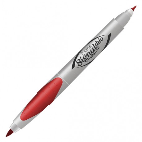 MARCADOR PERMANENTE AZOR SIGNAL DUO 3300RO COLOR ROJO 1 PZA - Envío Gratuito