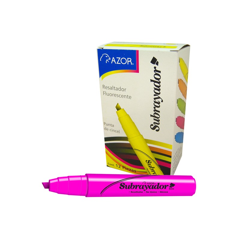Subrayador Rosa MARCATEXTOS RESALTADOR AZOR SUBRAYADOR 2450RS COLOR ROSA FLUORESCEN...