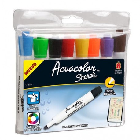 MARCADOR BASE AGUA SHARPIE ACUACOLOR 20083 COLOR SURTIDO 8 PIEZAS - Envío Gratuito