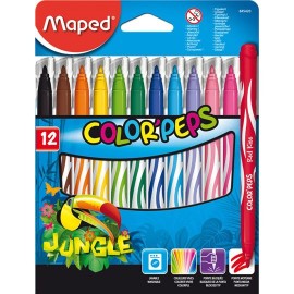 PLUMON SURTIDO MAPED JUNGLE TIPO DE PUNTA MEDIANA 12 PIEZAS - Envío Gratuito