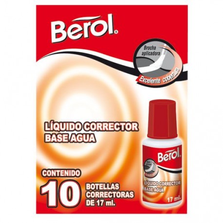 CORRECTOR TIPO LIQUIDO BEROL BEROL BASE AGUA CONTENIDO 17 ML 1 PIEZA - Envío Gratuito